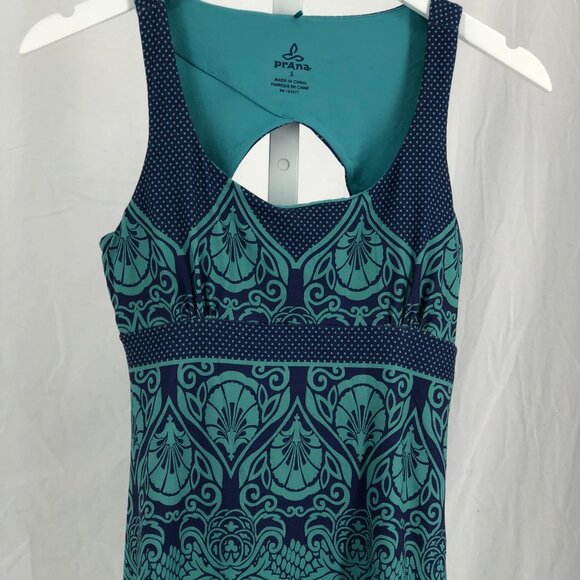 Prana Blue/Green Pattern Workout Dress | Padded Bra Attached - Picture 5 of 6